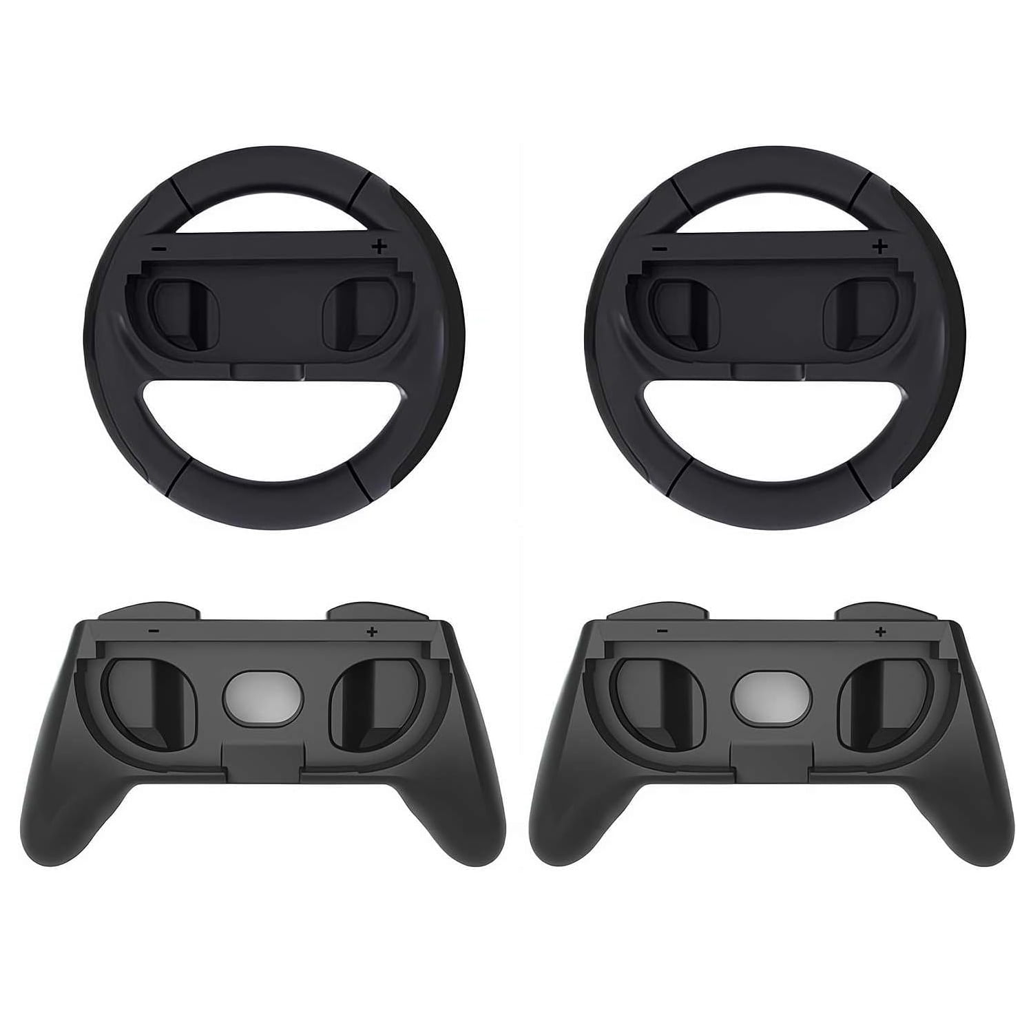 Genérico - Volante De Carreras Para Switch 2 Joycons - Kit De Accesorios Para Mando De Juego Redondo - Con 2 Ruedas, 2 Empuñaduras, Material Abs