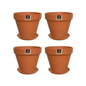 Pottery - Set De 4 Maceta Kony 15Cm Terracota Y Sus Platos