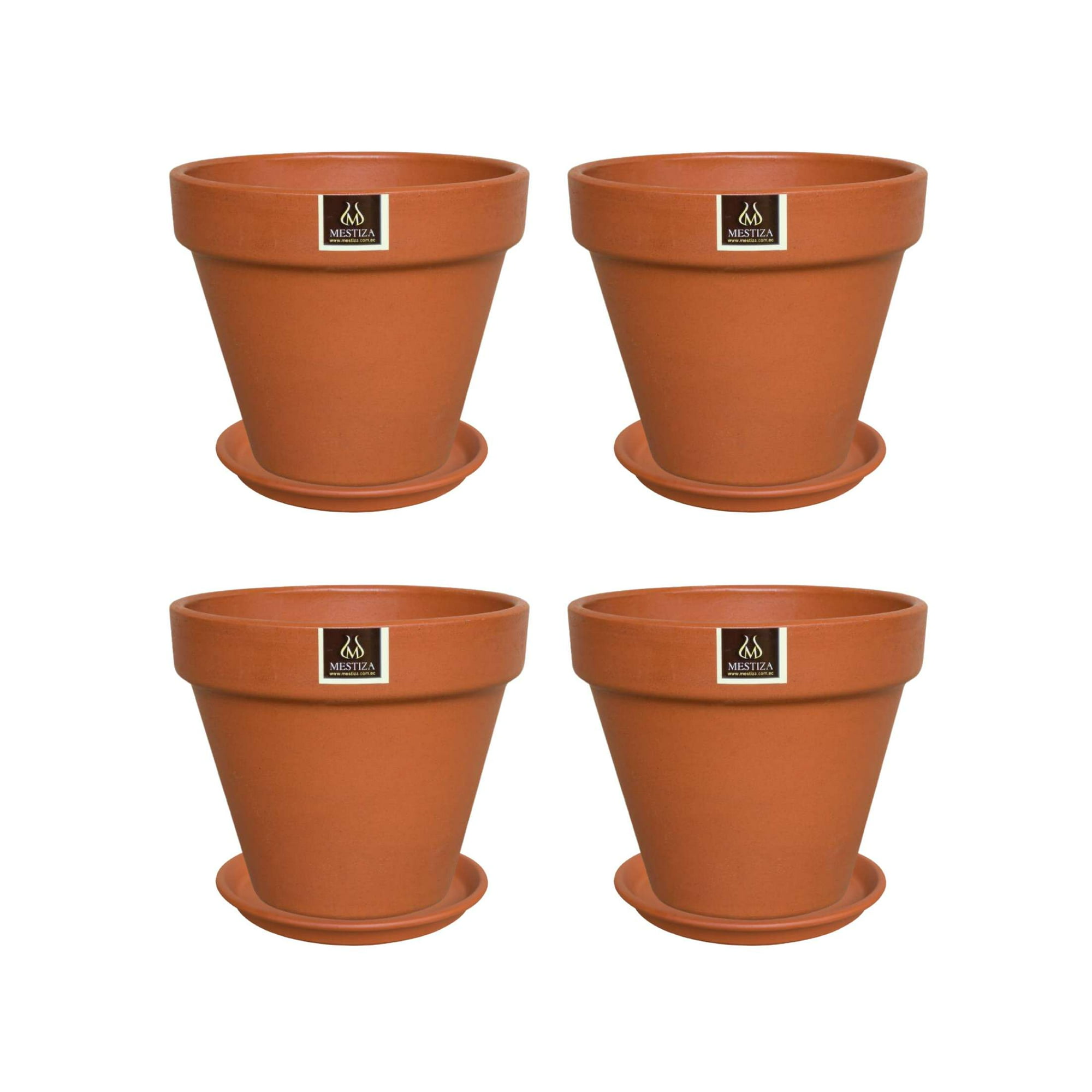 Pottery - Set De 4 Maceta Kony 15cm Terracota Y Sus Platos