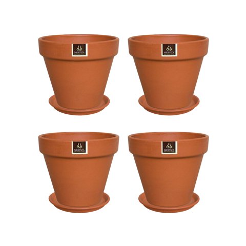 Pottery - Set De 4 Maceta Kony 15Cm Terracota Y Sus Platos