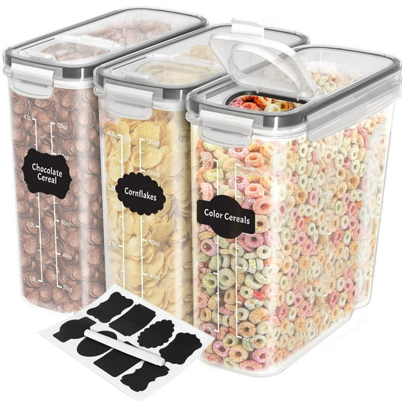 Recipientes para cereales Utopia Kitchen, 4 litros, herméticos, 3 unidades, transparentes