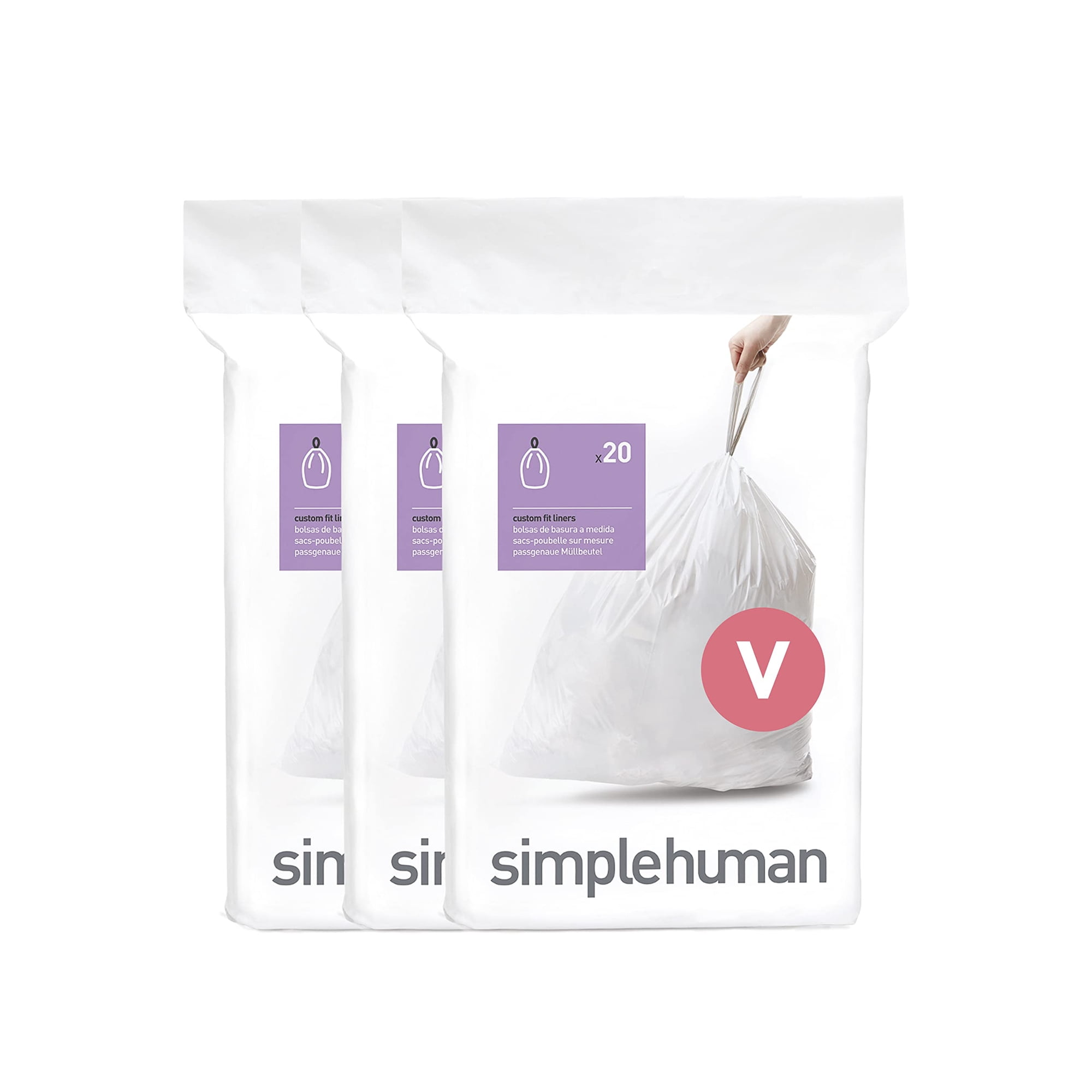 Bolsas De Basura Simplehuman Code V, 60 Unidades, 16 A 18 Litros, 4,2 A 4,8 Galones