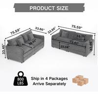 M&Ms - Oversized Deep Seat Luxury 2 Piece Sofa Set, 2 Pieces Of Loveseat Sofa, Modern Chenille Comfy Cloud Couches Set For Living Room Office With 4 Pillows,Diy Combination,Grey