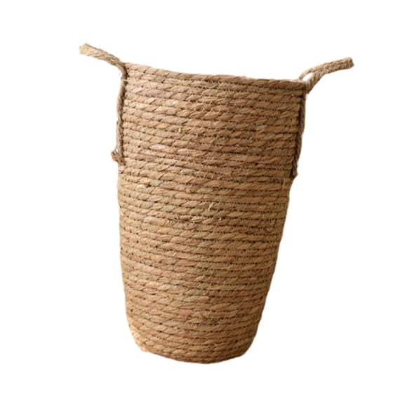 Canasta de plantilla tejida de paja Cubierta de maceta de flores decorativa de organizador rústico multifuncional portátil canasta tejida para sala de M
