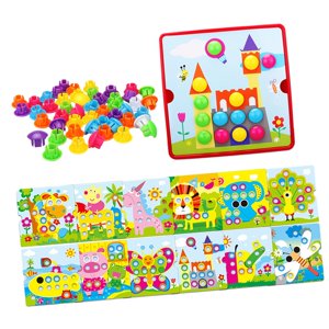 Magideal - Rompecabezas De Tablero Perforado Con Mosaico De Hongos A Juego, Actividades, Manualidades De Tablero Perforado Para Niños De 2, 3 Y 4 Años, Regalos D Estilo C