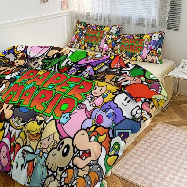 Mario Print Bedding Set Pattern Duvet Cove Set 3 Pieces 1 Quilt Cover And 2 Pillowcases for Women Men Teens