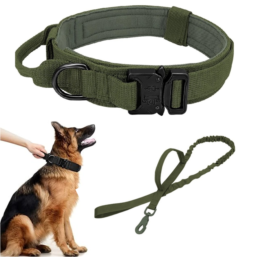 Genérico - Collar Táctico Con Correa Talla L Verde Perro Mascotas