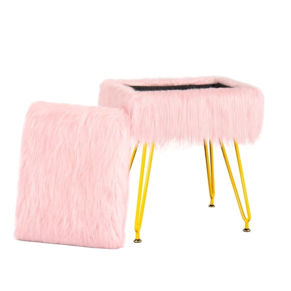 Taburete de tocador con almacenamiento MOOWIND Soft Otoman rosa