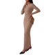 thumbnail image 4 of Vestido de Cuello Alto INSPIRE CHIC para Mujer Casual Fiesta Club Ajustado de Manga Larga Beige Medio, 4 of 5