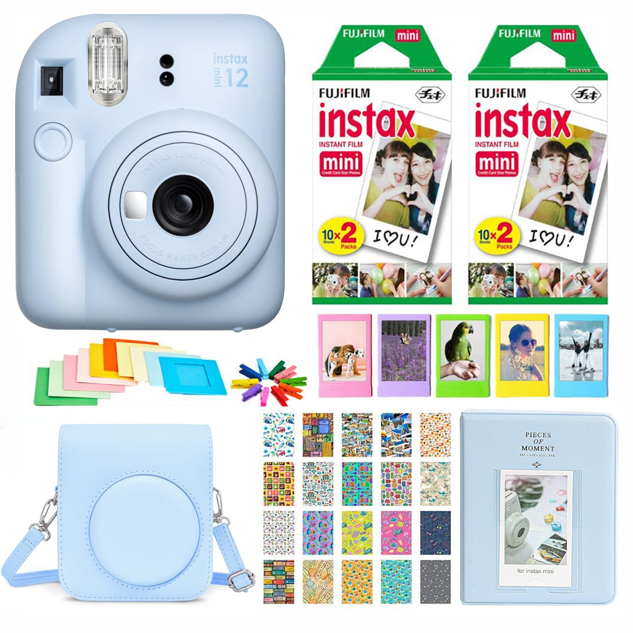 Fujifilm - Set Cámara Instax Mini 12 Azul+40 Películas +accesorios