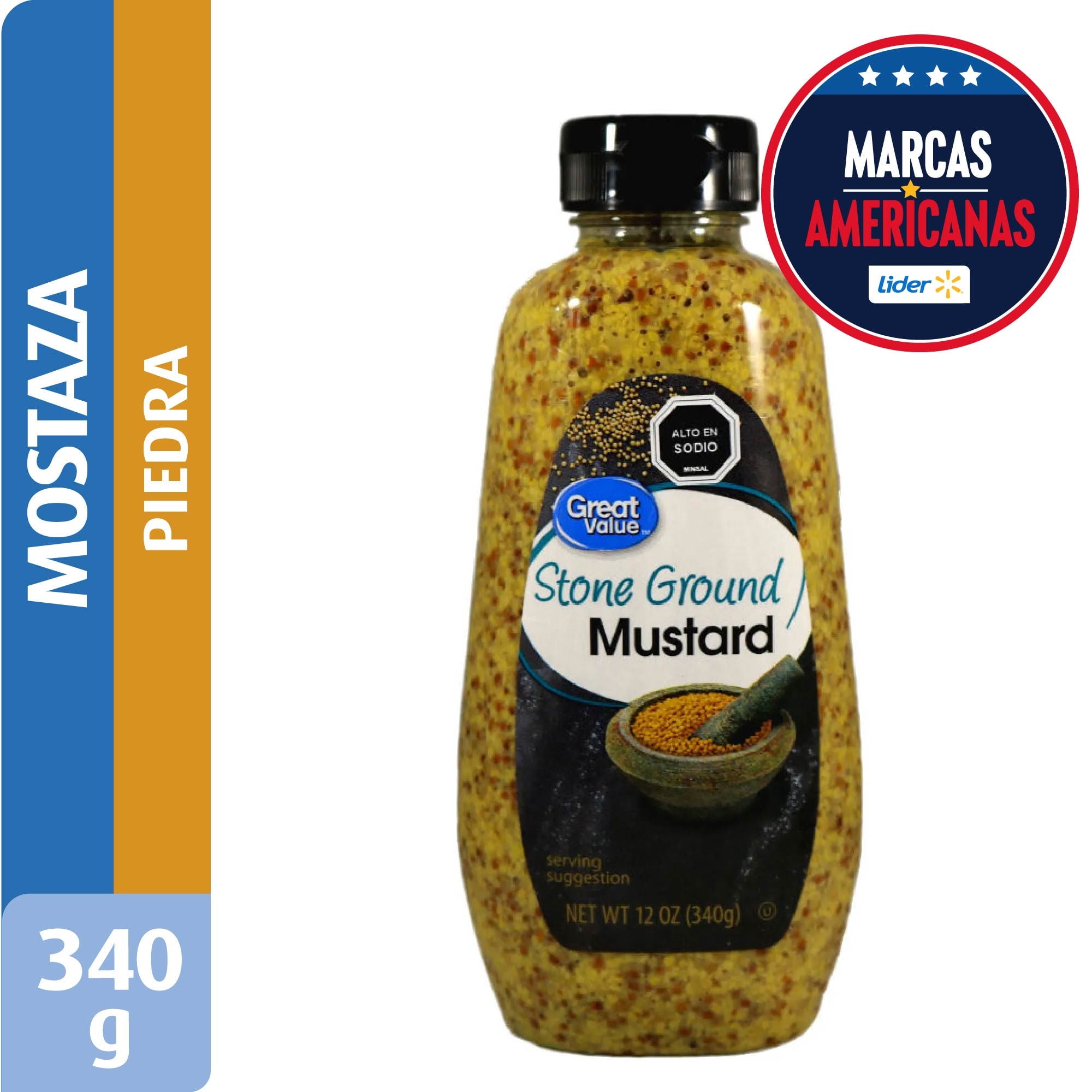 Mostaza A La Piedra Squeeze 340 g Great Value
