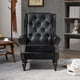 thumbnail image 2 of Wood Frame Armchair, Modern Accent Chair Lounge Chair with Sturdy Wood Legs for Living Room Bedroom (Black PU), 2 of 3