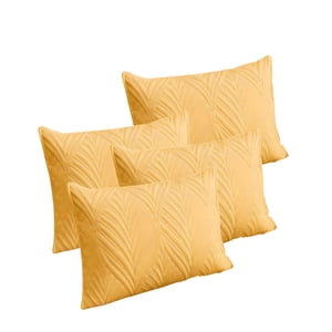 Genérico - Pack De 4 Fundas De Cojin Serie Hojas 30X50 Cm Amarillo