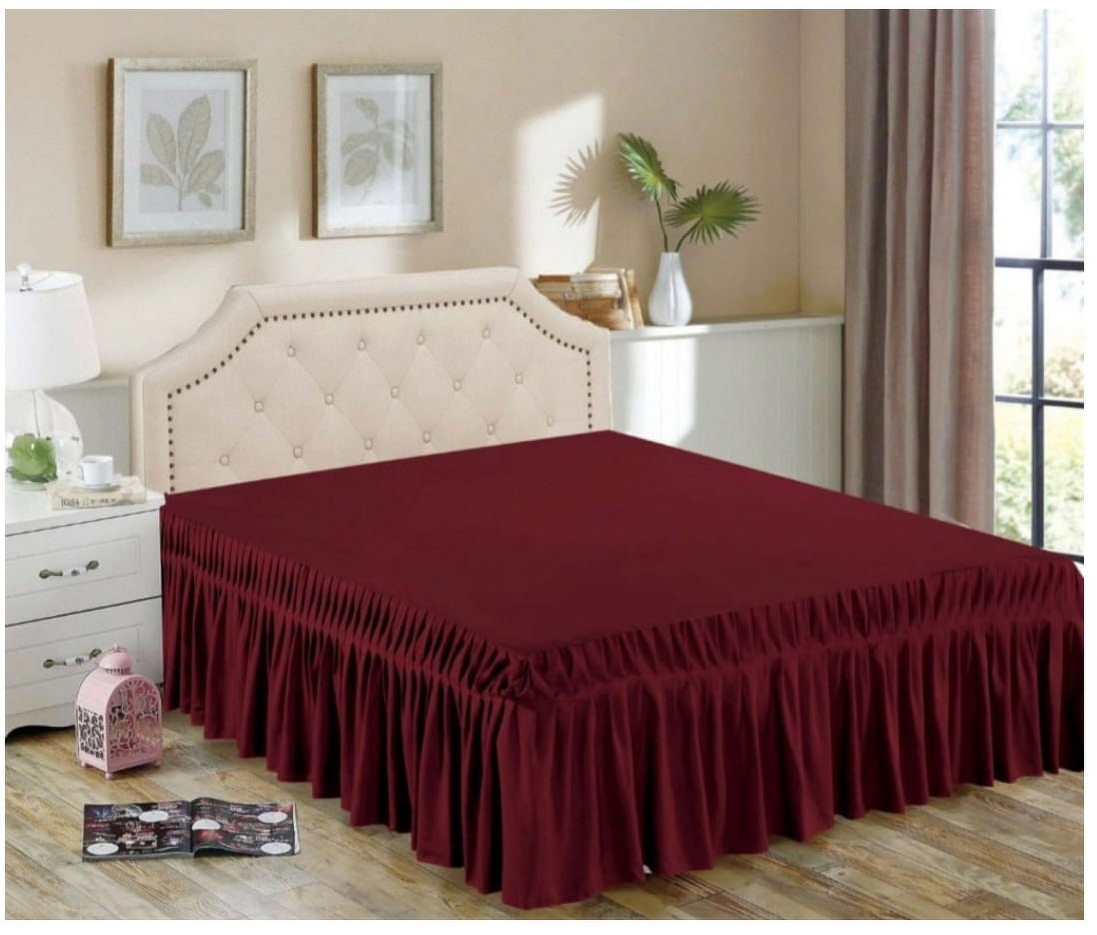 Aladdins Shop - Faldon Para Cama King Color Burdeo