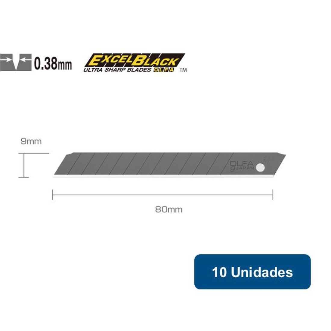 Olfa - Repuesto Cuchillo 9Mm Black 13 Segmentos Asbb-10 10Un.
