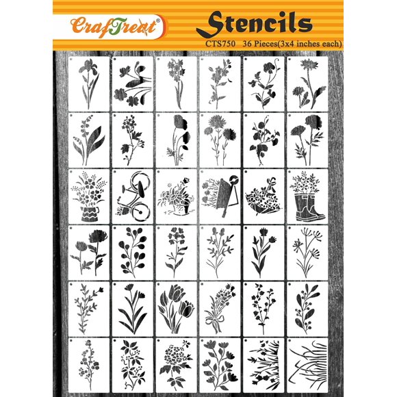 Plantillas de flores silvestres CrafTreat de 36 piezas, 7,5 x 10 cm