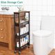 thumbnail image 4 of Carrito de Almacenamiento Delgado XYZLVSI de 4 Niveles, Carrito Estrecho con Ruedas para Cocina, Unidad Móvil de Estantería con Tapa de Madera y Asa de Metal para Cocina, Baño y Lavandería, 4 of 7