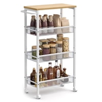 Carrito De Almacenamiento Rodante Vasagle De 4 Niveles, 22 X 45 X 77 Cm, Blanco