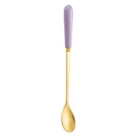 Xmhytop 2 Piezas Cucharas Para Postres De Acero Inoxidable Oro Púrpura, 17.5X2.4 Cm - Ideal Para Helados, Flanes Y Decoración De Postres