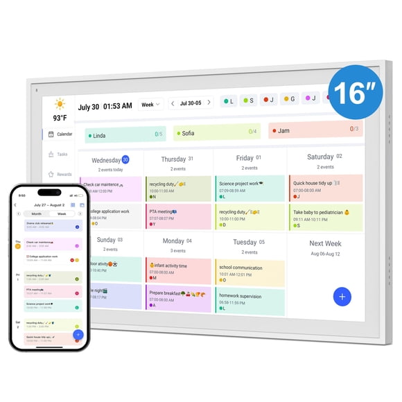 Calendario Digital De 16 Con Wi fi Inteligente Y Pantalla Táctil Ips