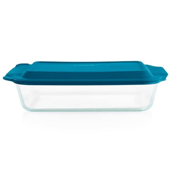 Plato de vidrio para hornear Pyrex Deep de 9 x 13 pulgadas con recipiente transparente con tapa