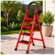 thumbnail image 3 of Escalera De Tijera Metálica Roja 4 Peldaños Plegable Hogar, 3 of 4
