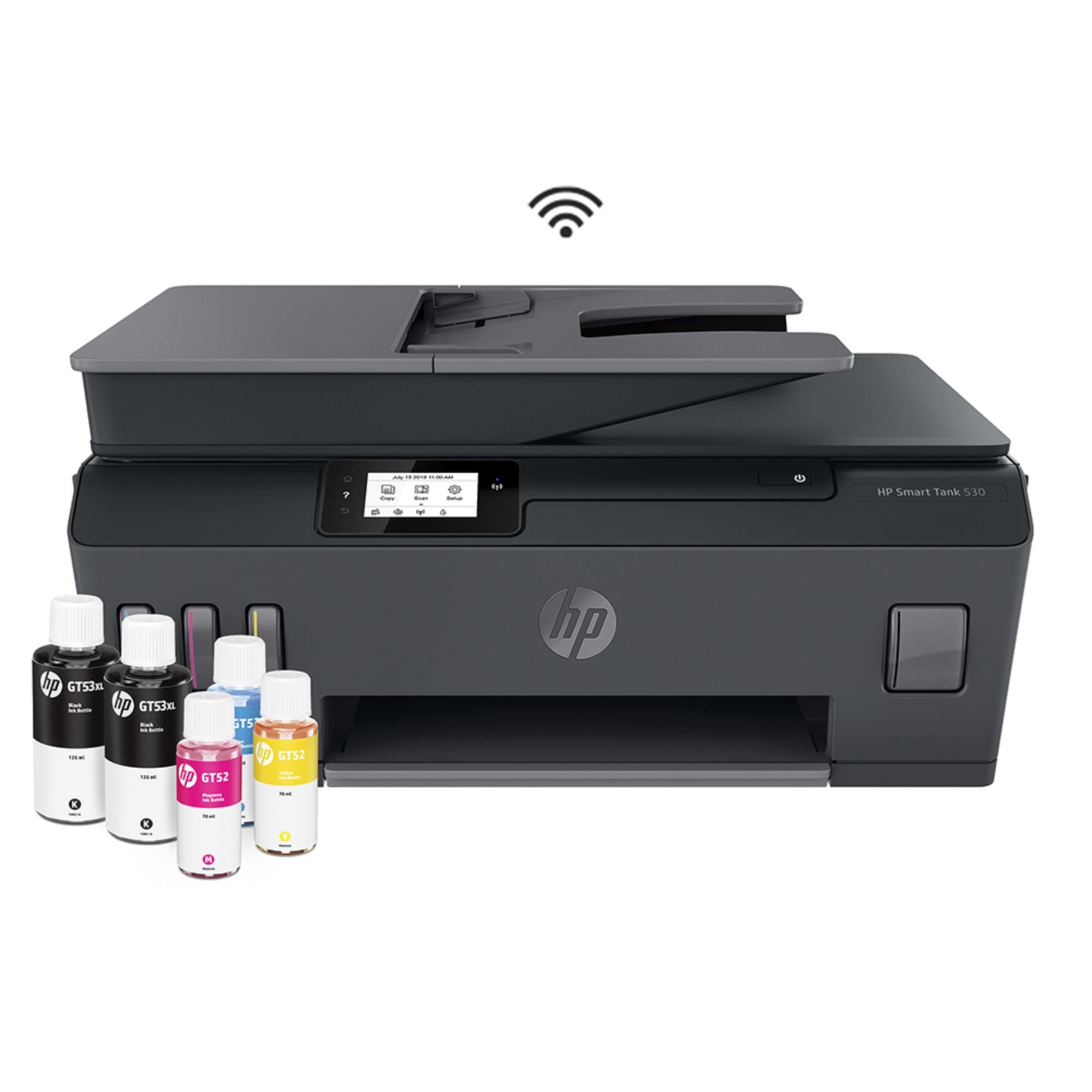 Hp - Impresora Multifuncional Inyección Térmica De Tinta Smart Tank 530 Wifi Negro + Set De Botellas