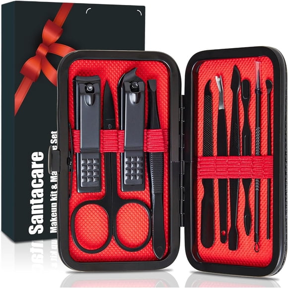 Set Manicure Santacare 10 en 1 Acero Inoxidable Estuche Portátil