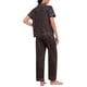 thumbnail image 3 of INSPIRE CHIC Pijama para Mujer Manga Corta Ropa de Dormir Camisones Botón Abajo Estampado Cuello Solapa Cintura Elástica Pantalones Anchos Rectos 2XL Negro, 3 of 6