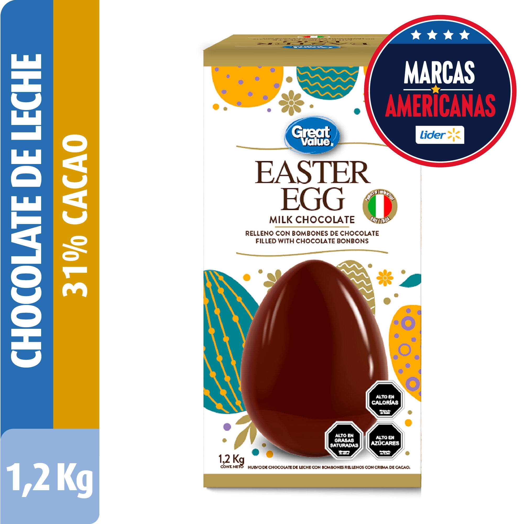 Huevo De Chocolate Gigante Relleno Con Bombones 1,2 Kg Great Value