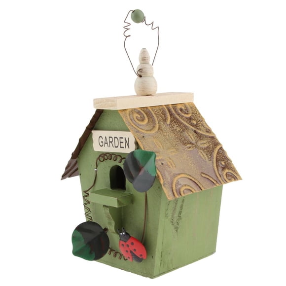 Country Cottages Wood Bird House Hanging Birdhouse Condo Garden Decor B