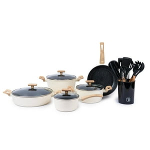 Pack Batería Savannah 9 Pz+Set 12 Utensilios Negro Simplit Crema