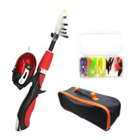 Ioensy - Caña De Pescar Y Carrete Combo Caña De Pescar Para Niños De Viaje Para Pescar Niños Niñas Rojo