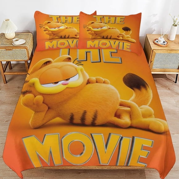 Cartoon Cat Three Piece Bedding Soft Cute Bed Suit