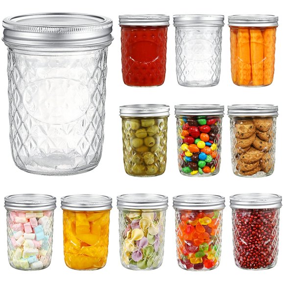 Tarros Mason YEBODA 473 ml, paquete de 12, de boca ancha, vidrio
