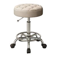 Magideal - Taburete De Salón Giratorio Ajustable Con Reposapiés De 45 Cm A 58 Cm Con Elevación De Gas Hidráulica Redonda Con Ruedas Para Guitarristas, Resistente Beige