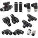 thumbnail image 2 of Kit de 13 accesorios de conexión rápida para línea de aire: 2 PL + 2 codos + 2 T + 2 Y + 1 válvula de bola de unión + 2 machos rectos + 2 codos macho, tubo de 6 mm de diámetro exterior x NPT macho de, 2 of 7