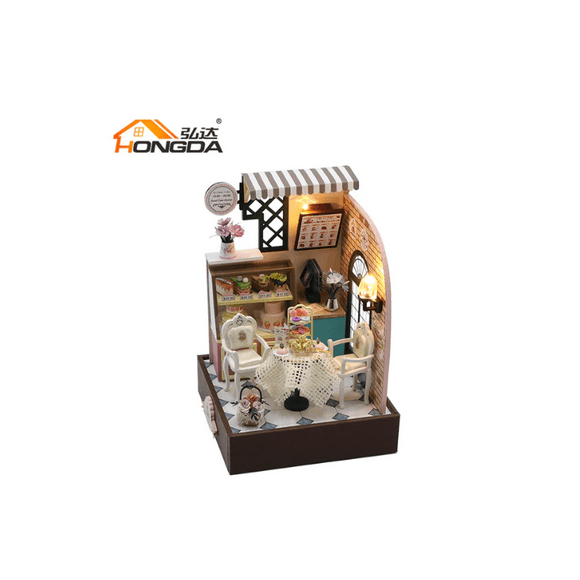 Casa Miniatura DIY "Sweet Cake" con Luces LED – Kit de Madera S2201