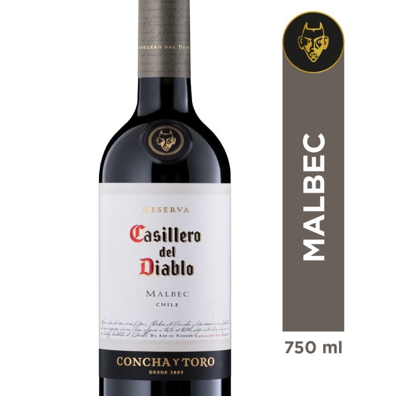 Vino Tinto Malbec 13.5° Reserva Caja 750 cc Casillero del Diablo