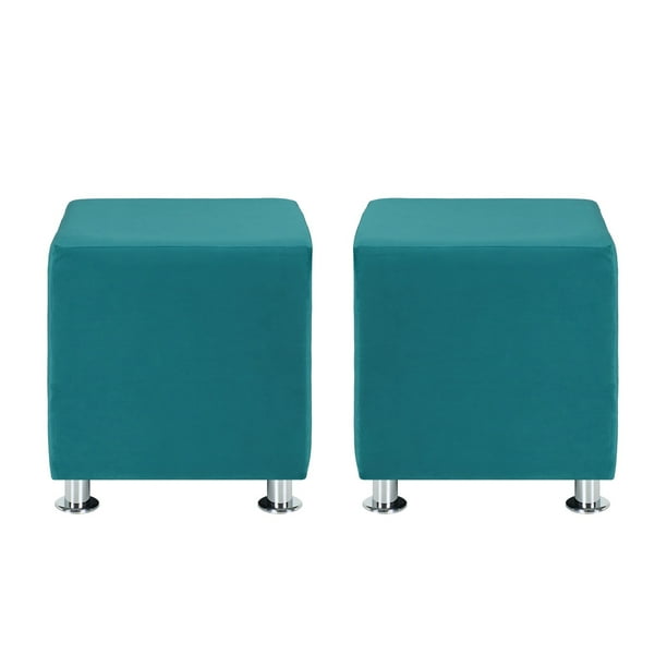 Set Pouf Cali 1c Felpa 12 Turquesa