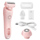 thumbnail image 1 of Afeitadora eléctrica 2 en 1 para mujeres, ideal para piernas, brazos, rostro y zona púbica. Recortadora inalámbrica para bikini con cabezal desmontable, indolora, resistente al agua IPX7, en seco y hú, 1 of 8