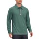 thumbnail image 4 of Camisas Polo de Manga Larga con Bolsillo y Botones de Contraste para Hombre, L Verde, 4 of 6