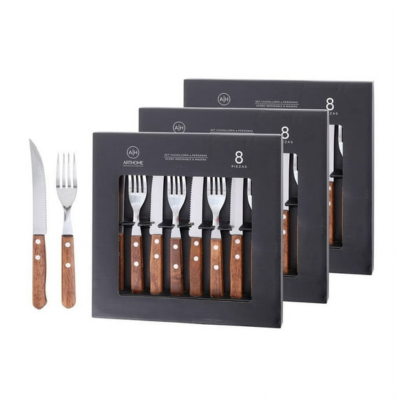 Set Parrilla 24 Piezas Cubiertos Acero Inoxidable Arthome PAR68