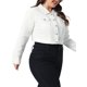 thumbnail image 4 of Chaquetas de mezclilla recortadas de moda con botones y cuello vuelto para mujer de talla grande Agnes Orinda 4X Beige2, 4 of 6
