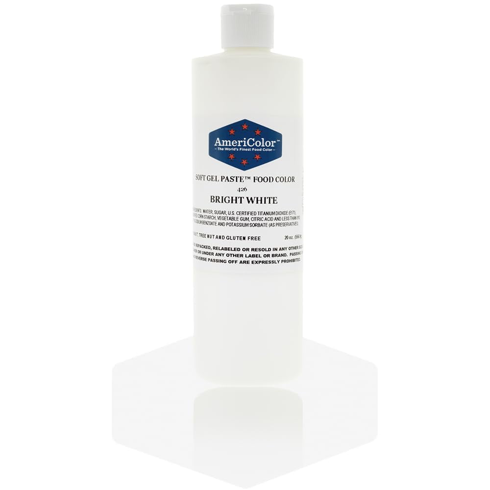 Pasta De Gel Suave Americolor Para Colorear Alimentos, Color Blanco Brillante, 590 Ml