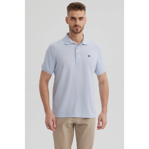 Polera Hombre Pique Básica Lisa Celeste - V