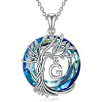 Collar Heshpaws Tree Of Life Con Inicial A-Z Azul