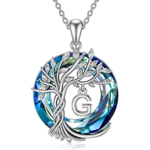 Collar Heshpaws Tree Of Life Con Inicial A-Z Azul