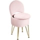 thumbnail image 1 of Taburete de tocador GREENSTELL con respaldo plegable para almacenamiento, color rosa, 1 of 7