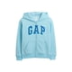 thumbnail image 1 of Sudadera con capucha y cierre completo con el logotipo de GAP para niños en azul cloro, talla XS, 1 of 2